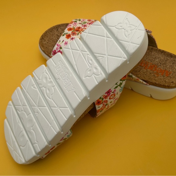 Alegria White Sandals with Cork Footbed - Picture 3 of 5